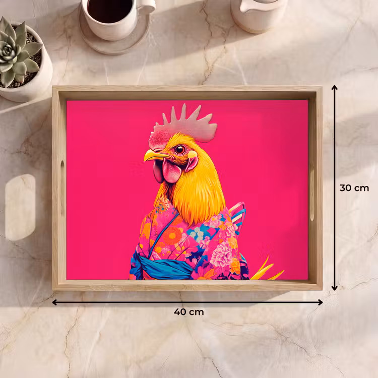 Dienblad - Haan - Kleurrijk - Kimono - Roze — 7