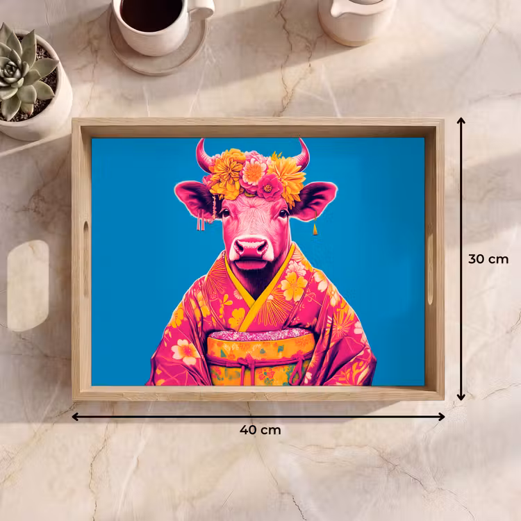 Dienblad - Koe - Bloemenkrans - Oorhangers - Kimono — 7