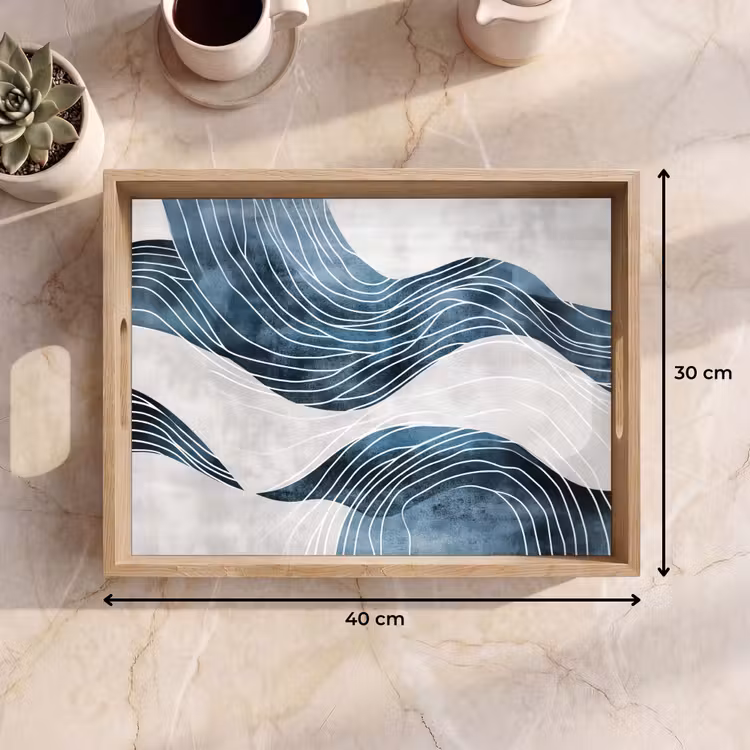 Dienblad - Lijnen - Golven - Abstract - Blauw — 7