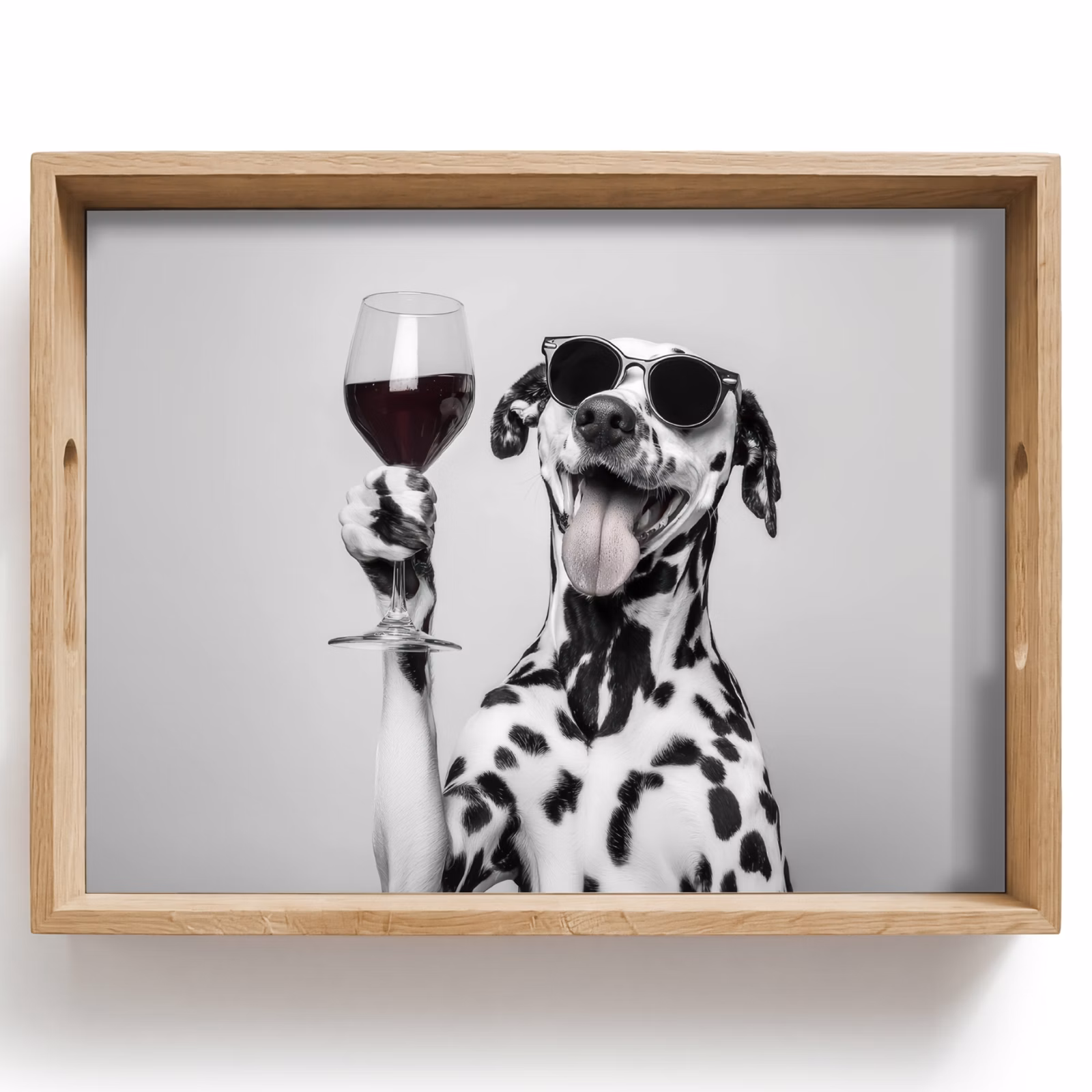 Dienblad - Zonnebril - Dalmatiër - Wijnglas - Tong — 1