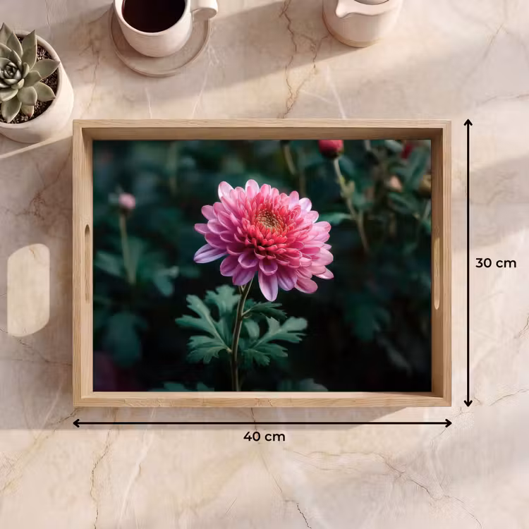 Dienblad - Blad - Chrysant - Roze - Schaduw — 7
