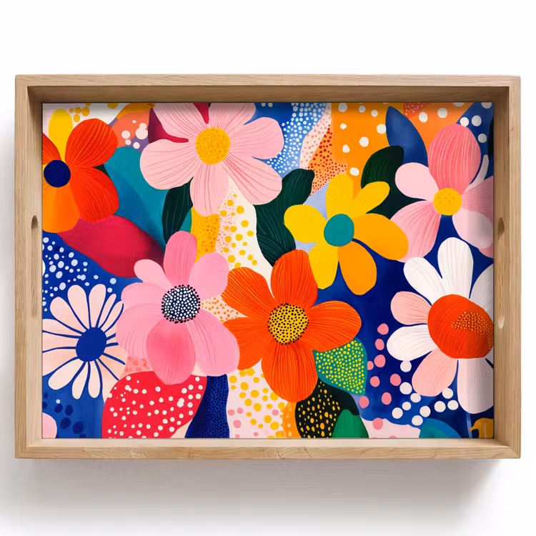 Dienblad - Bloemen - Kleurrijk - Stippen — 1