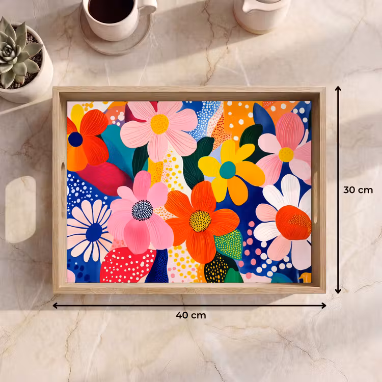 Dienblad - Bloemen - Kleurrijk - Stippen — 7
