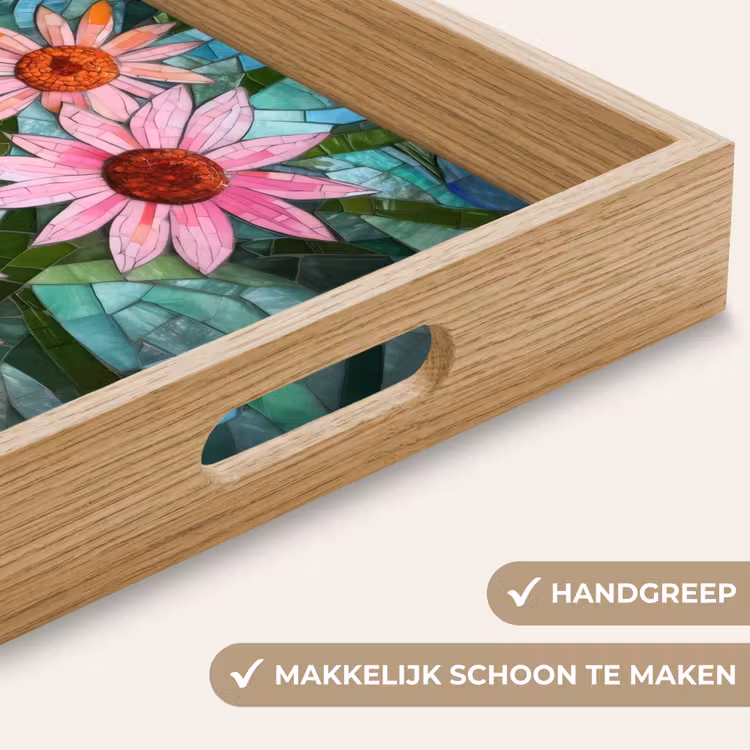 Dienblad - Bloemen - Roze - Glasmozaïek — 8