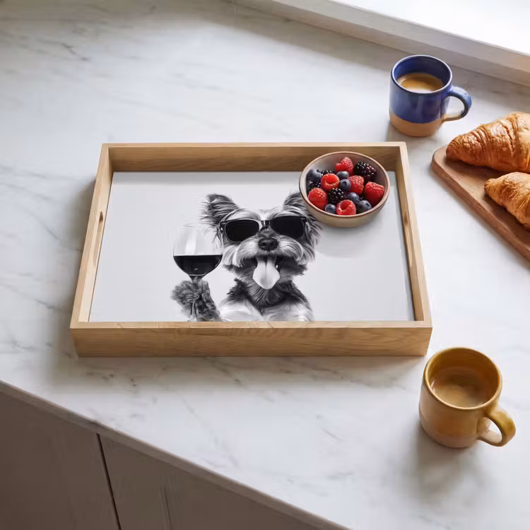 Dienblad - Hondje - Wijnglas - Zonnebril - Enthousiast — 3