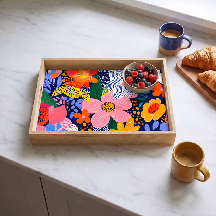Dienblad - Kleurrijk - Bloemen - Abstract - Stippen — 3