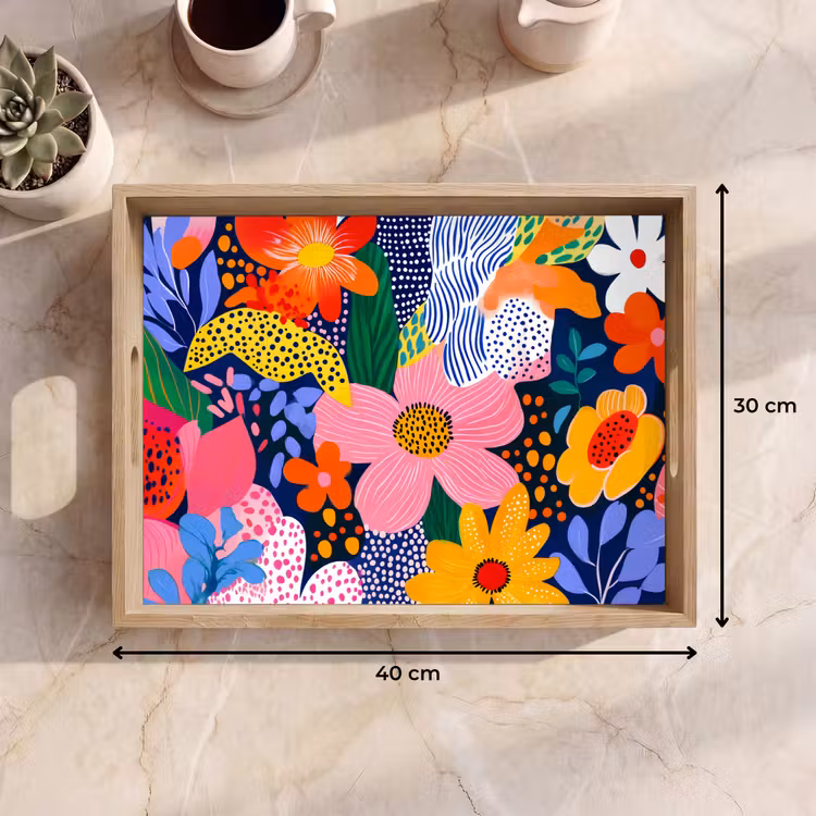 Dienblad - Kleurrijk - Bloemen - Abstract - Stippen — 7