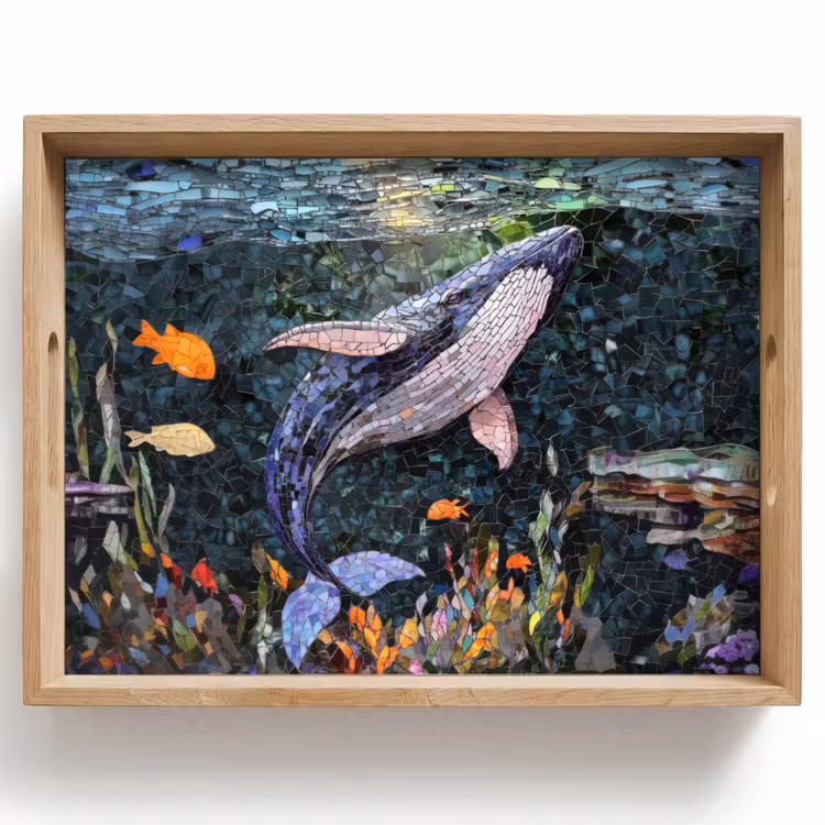 Dienblad - Mozaïek - Walvis - Koraal - Water — 1