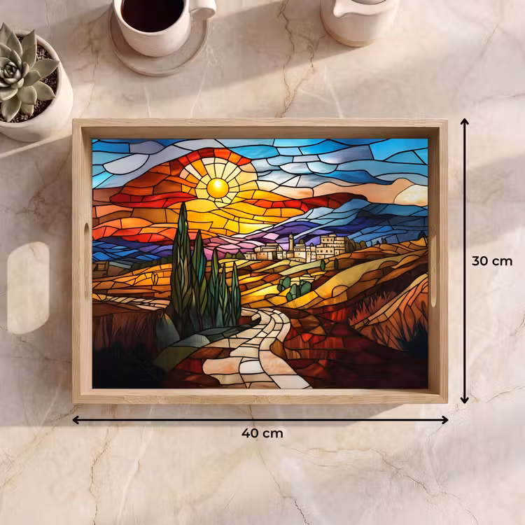 Dienblad - Mozaïek - Zon - Landschap - Dorp — 7