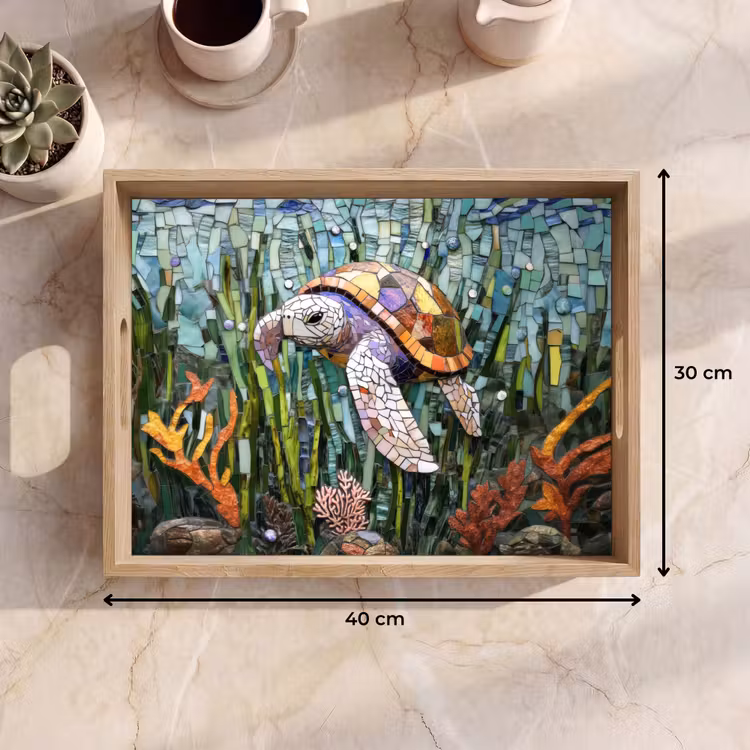 Dienblad - Schildpad - Zeewier - Mozaïek — 7