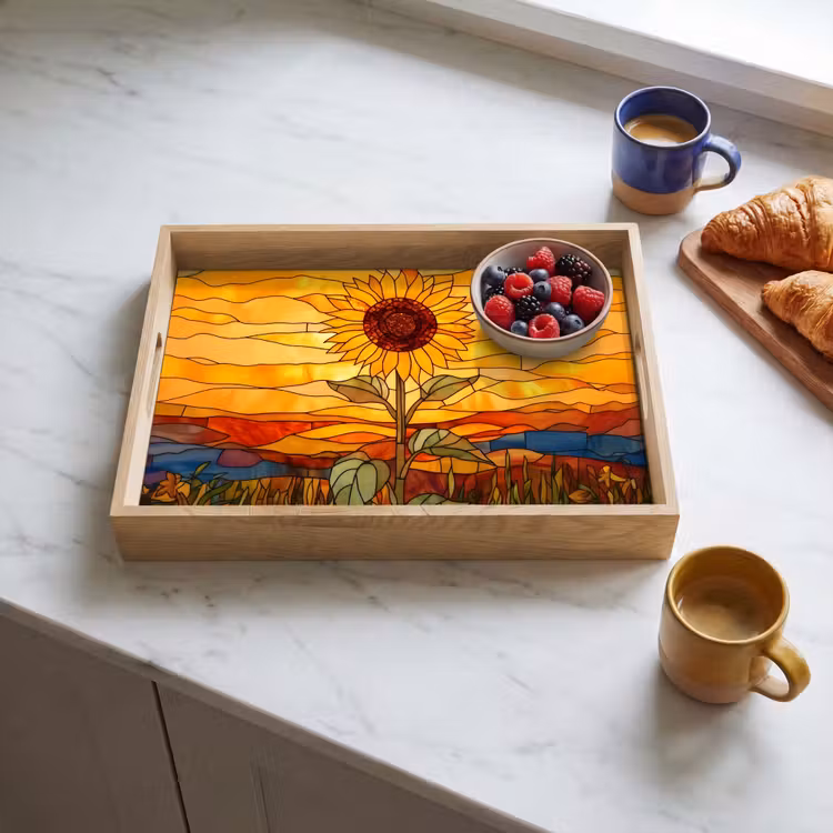 Dienblad - Zonnebloem - Mozaïek - Zonsondergang - Geel — 3
