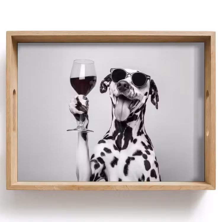 Dienblad - Zonnebril - Dalmatiër - Wijnglas - Tong — 1