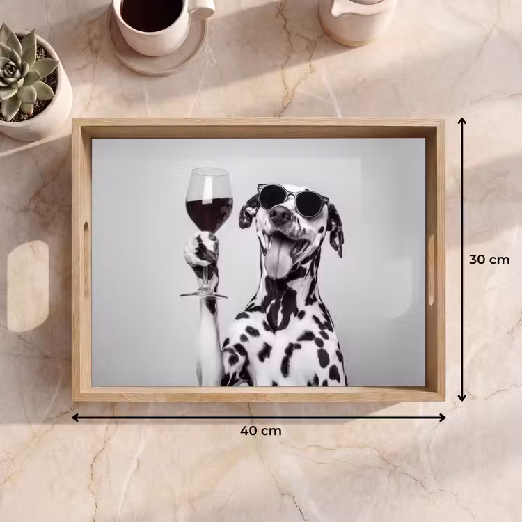 Dienblad - Zonnebril - Dalmatiër - Wijnglas - Tong — 7