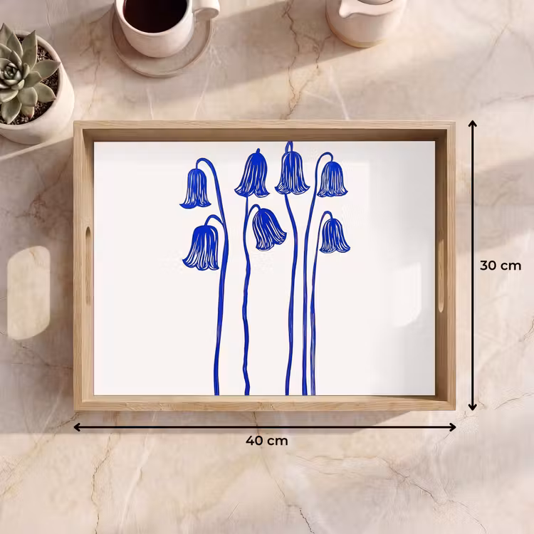 Dienblad - Bloemen - Blauw - Lijnen - Bloemblaadjes — 7