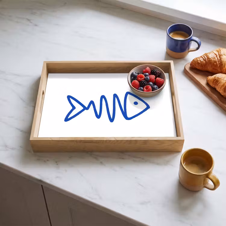 Dienblad - Vis - Minimalistisch - Blauw - Lijn — 3