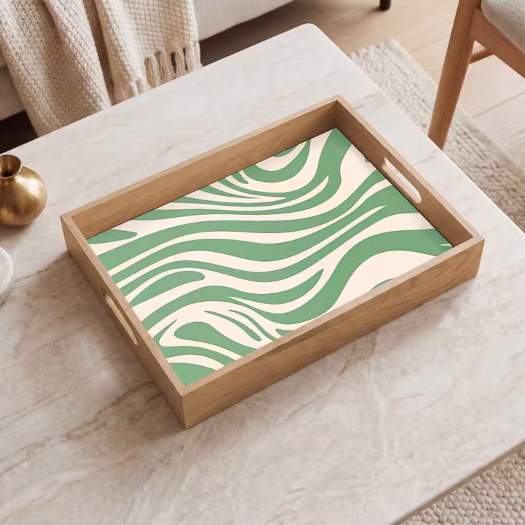 Dienblad - Zebrapatroon - Groen - Retro — 2