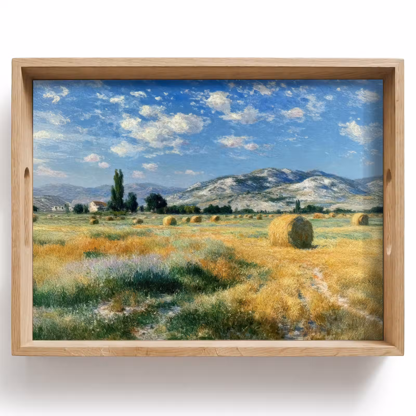 Dienblad - Landschap - Strobalen - Bergen - Wolken — 1