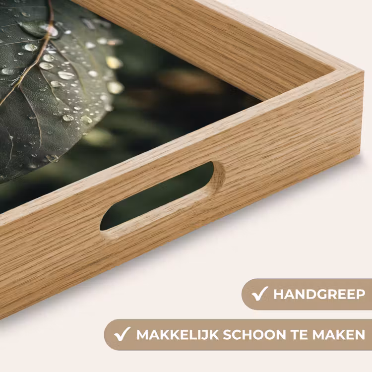 Dienblad - Blad - Groen - Nerven - Regendruppels — 8
