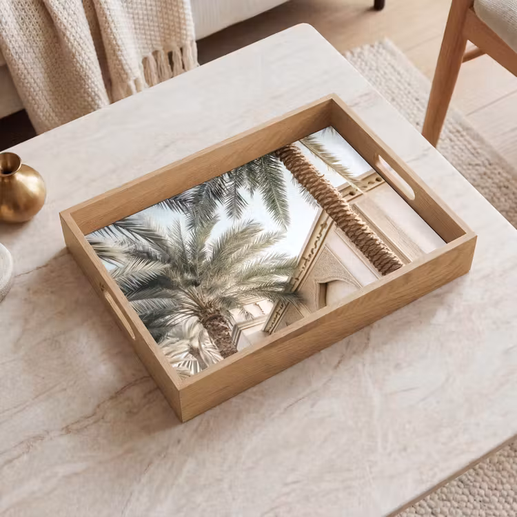Dienblad - Gebouw - Palmbomen - Beige - Zon — 2