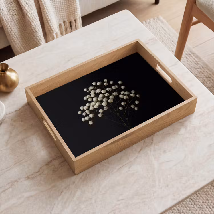 Dienblad - Gipskruid - Bloemetjes - Wit - Minimalistisch — 2