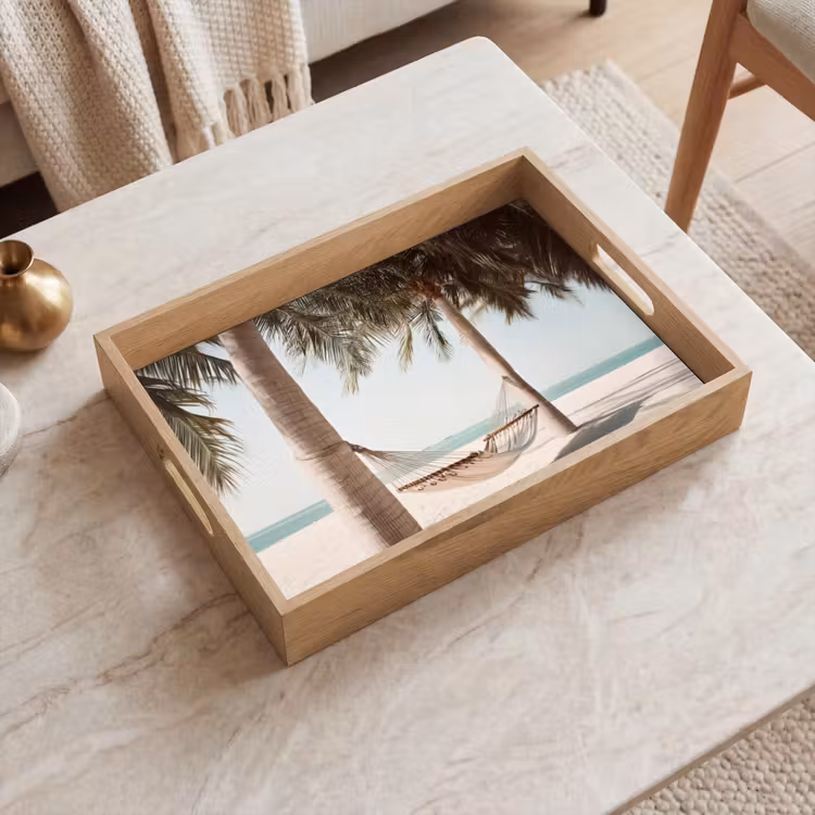 Dienblad - Hangmat - Palmbomen - Strand - Zee — 2