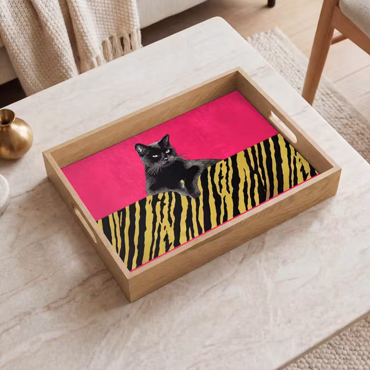 Dienblad - Kat - Baas - Roze - Tijgerprint — 2