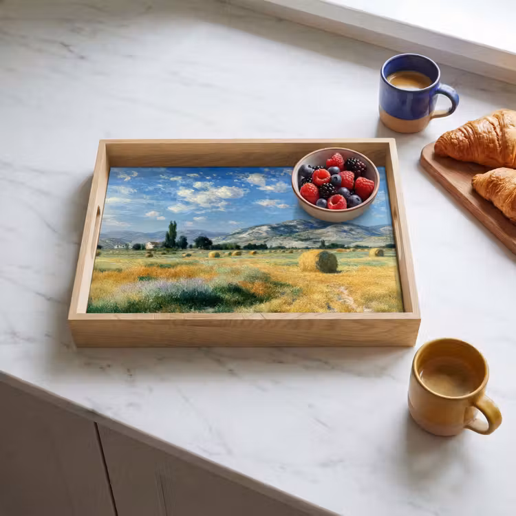 Dienblad - Landschap - Strobalen - Bergen - Wolken — 3