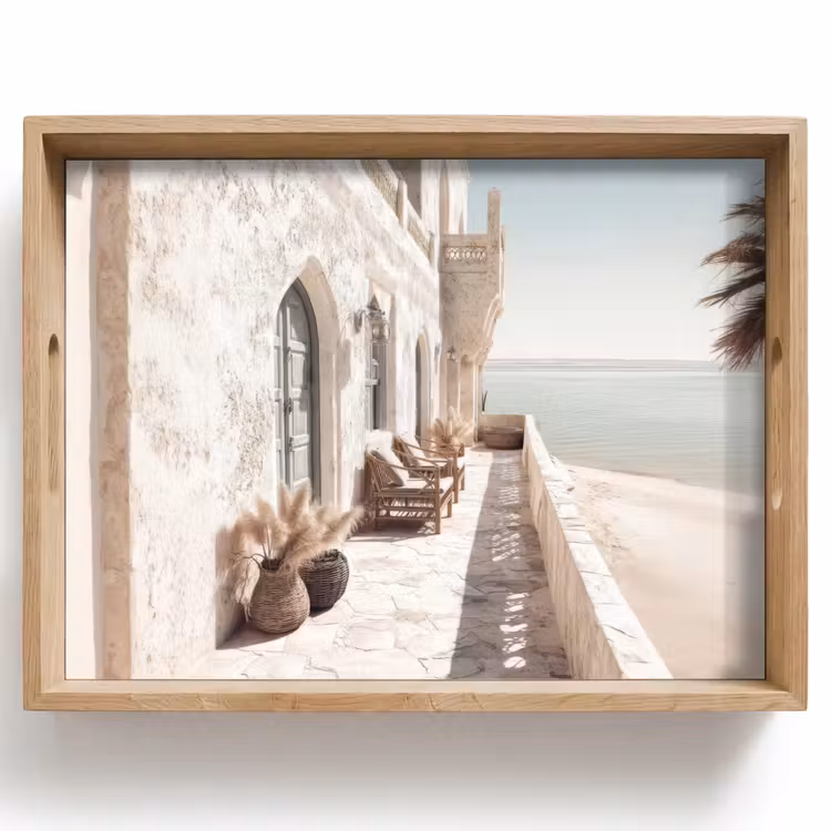 Dienblad - Terras - Stoelen - Strand - Beige — 1