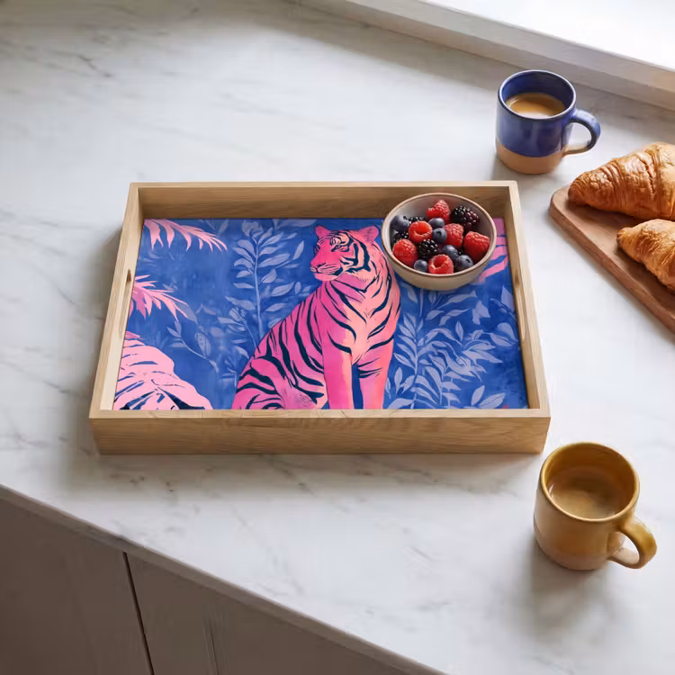 Dienblad - Tijger - Roze - Bladeren - Jungle — 3