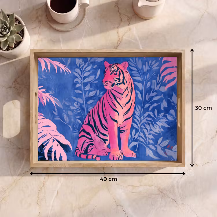 Dienblad - Tijger - Roze - Bladeren - Jungle — 7