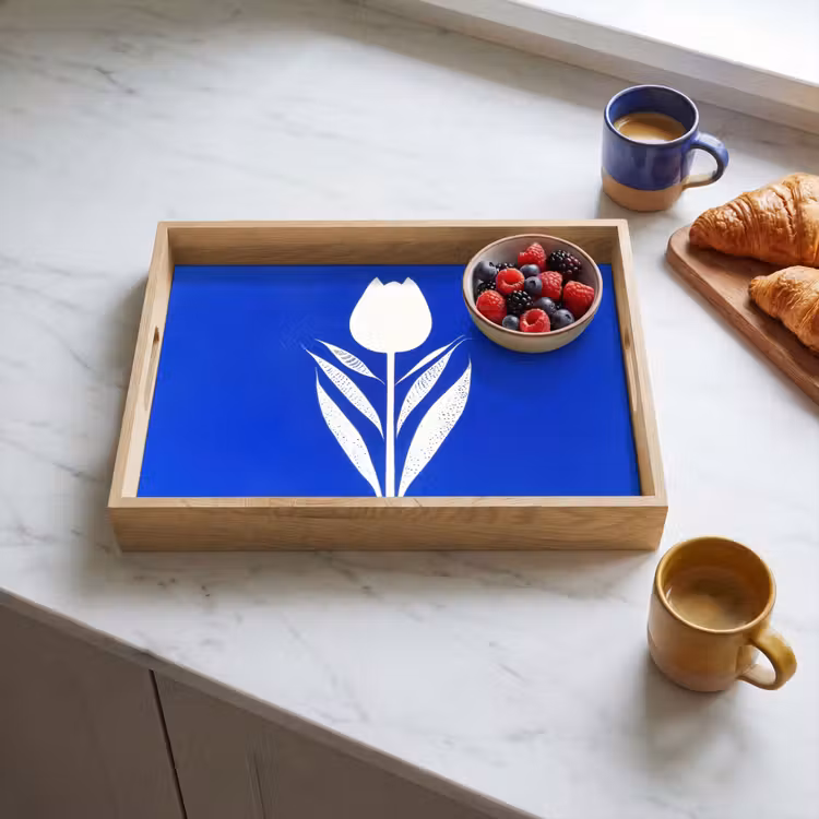 Dienblad - Tulp - Minimalistisch - Bladeren - Wit — 3