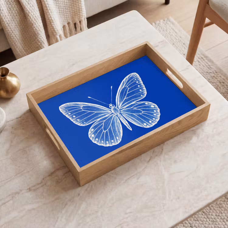 Dienblad - Vlinder - Wit - Getekend - Stippen — 2