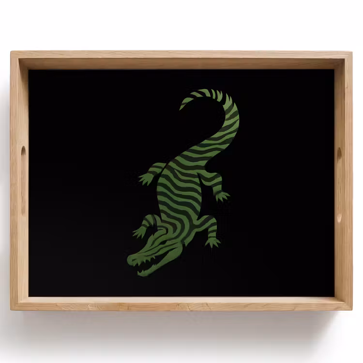 Dienblad - Krokodil - Groen - Tijgerachtig - Strepen — 1