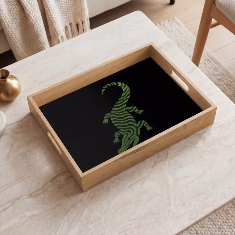 Dienblad - Krokodil - Groen - Tijgerachtig - Strepen — 2