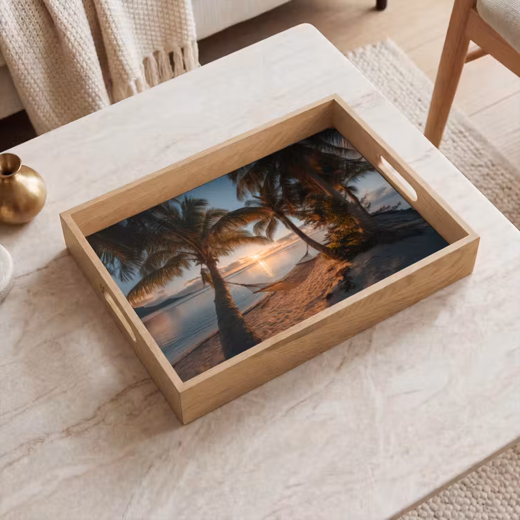 Dienblad - Palmbomen - Hangmat - Strand - Zonsondergang — 2