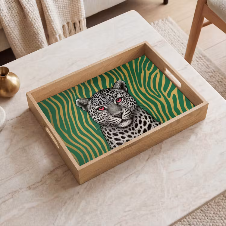 Dienblad - Panter - Zebrapatroon - Groen — 2