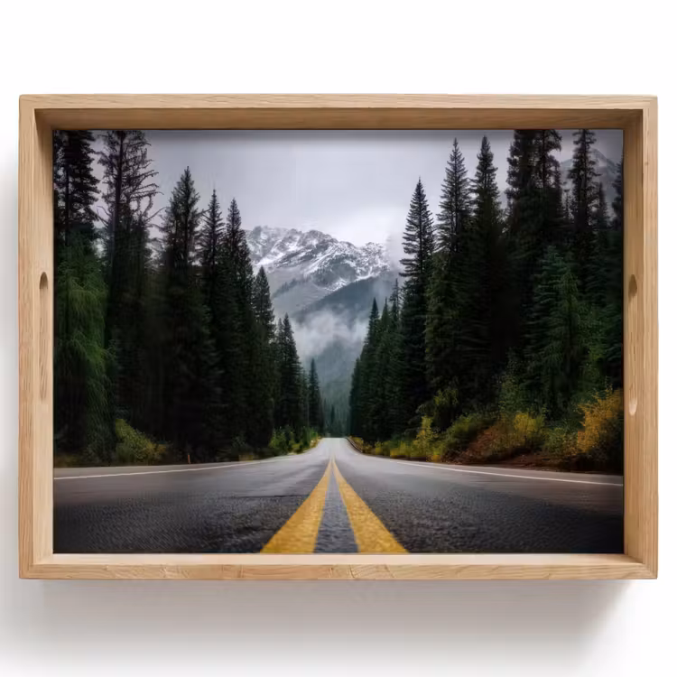 Dienblad - Sparrenbos - Weg - Bergen - Sneeuw — 1