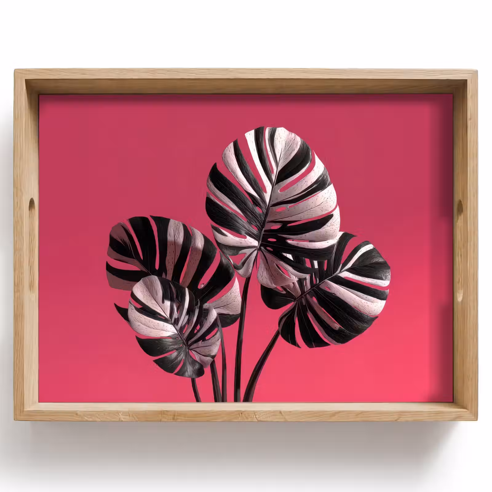 Dienblad - Bladeren - Rond - Roze — 1