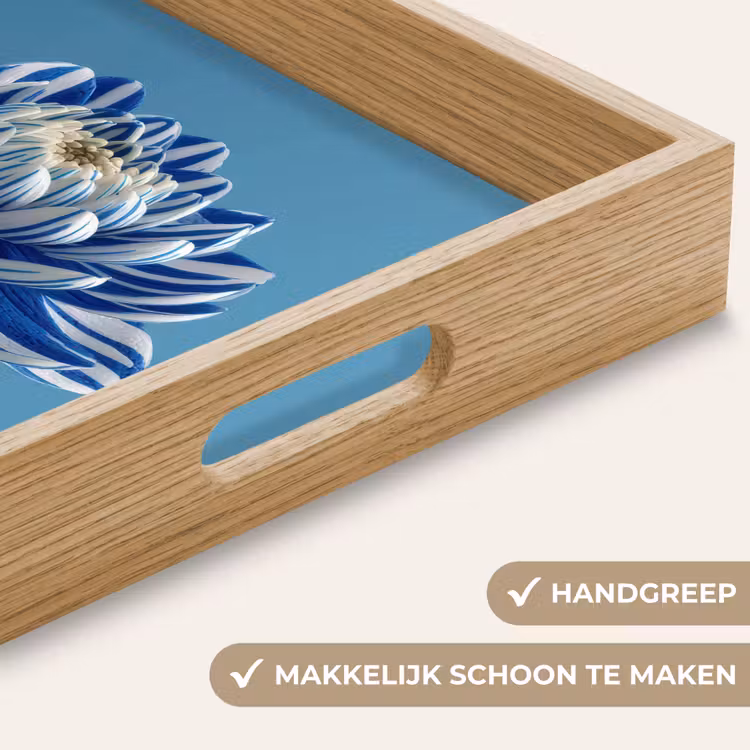Dienblad - Bloem - Blauw - Bloemblaadjes - Streepjes — 8