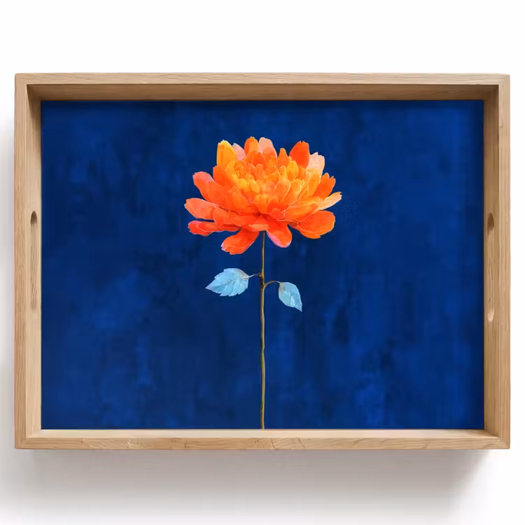 Dienblad - Bloem - Oranje - Bladeren — 1