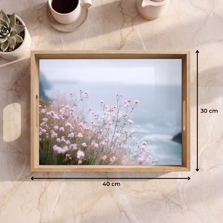Dienblad - Klif - Bloemen - Zee - Roze — 7