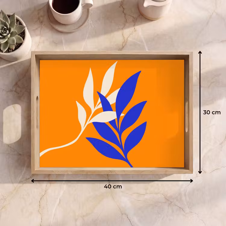 Dienblad - Takken - Bladeren - Minimalistisch - Blauw — 7