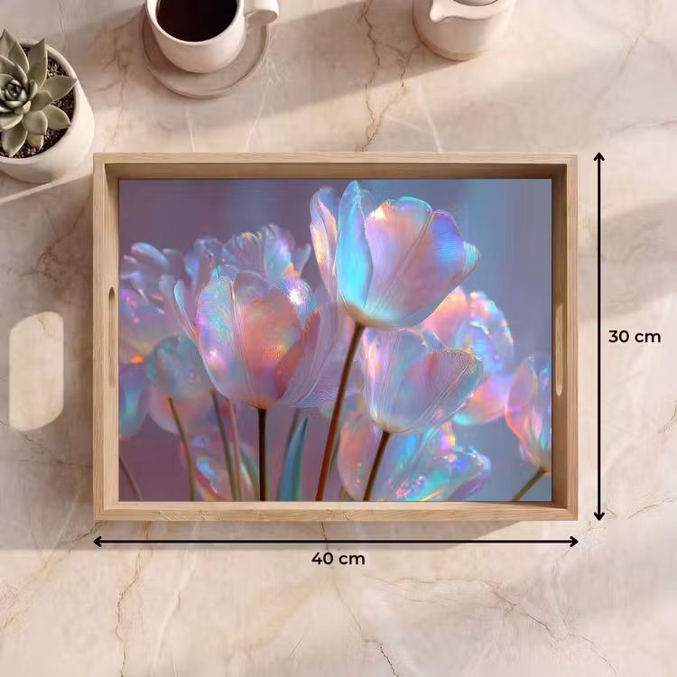 Dienblad - Tulpen - Glazen - Bloemblaadjes - Pasteltinten — 7