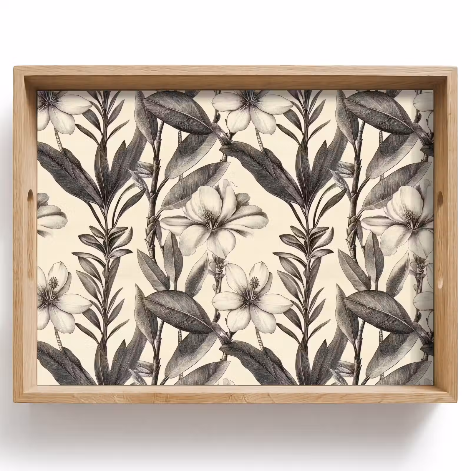 Dienblad - Klassiek - Botanisch - Zwart - Beige — 1