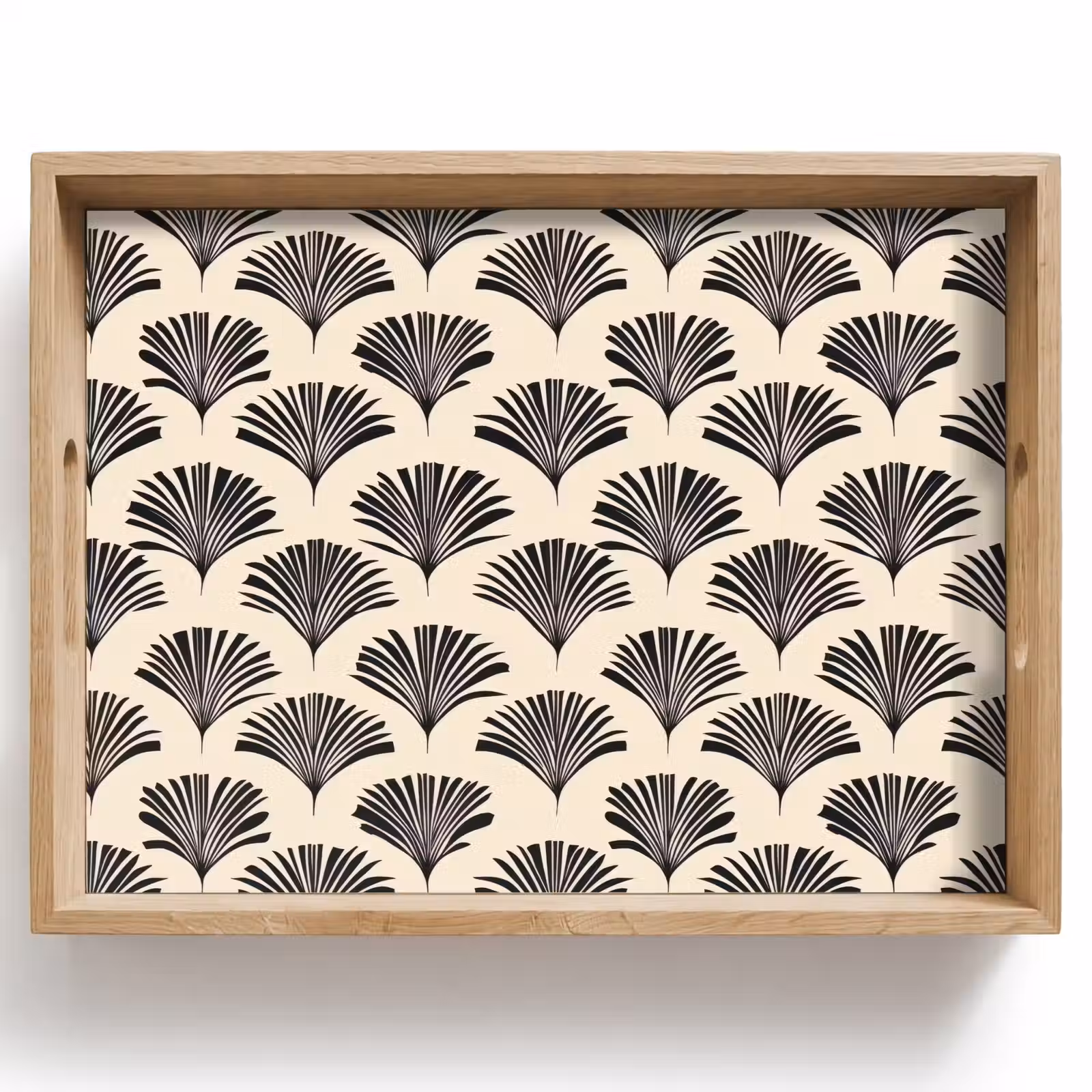 Dienblad - Waaiers - Botanisch - Zwart - Beige — 1