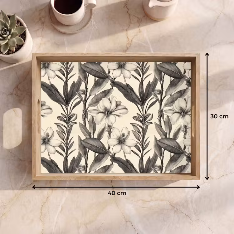 Dienblad - Klassiek - Botanisch - Zwart - Beige — 7