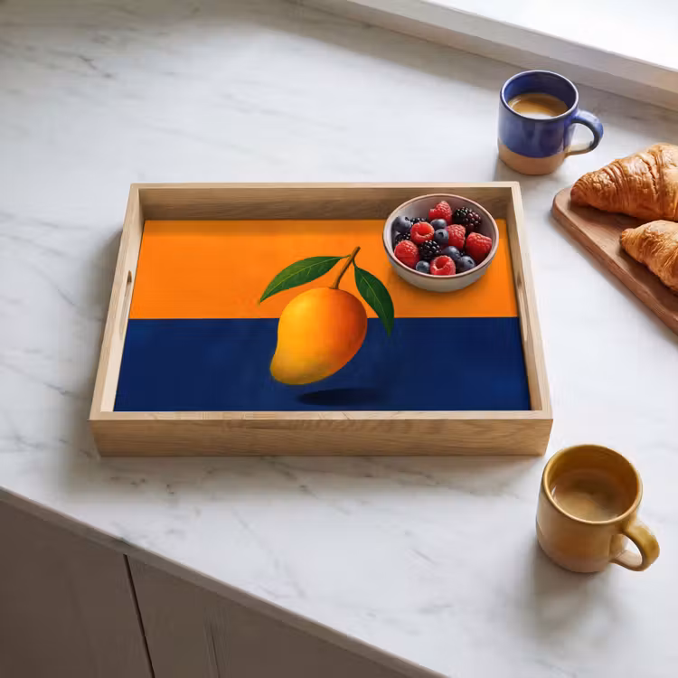 Dienblad - Mango - Vlakken - Bladeren - Oranje — 3