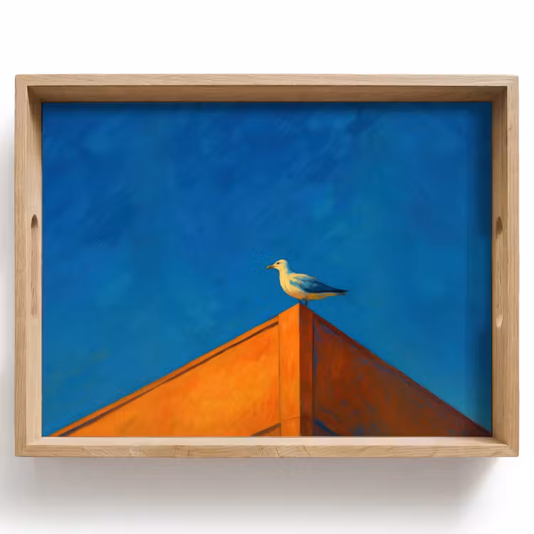 Dienblad - Meeuw - Gebouw - Lucht - Geschilderd — 1