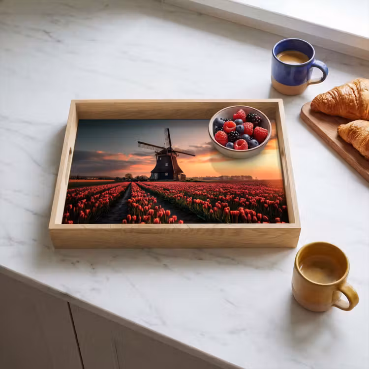 Dienblad - Molen - Zonsondergang - Tulpen - Rood — 3