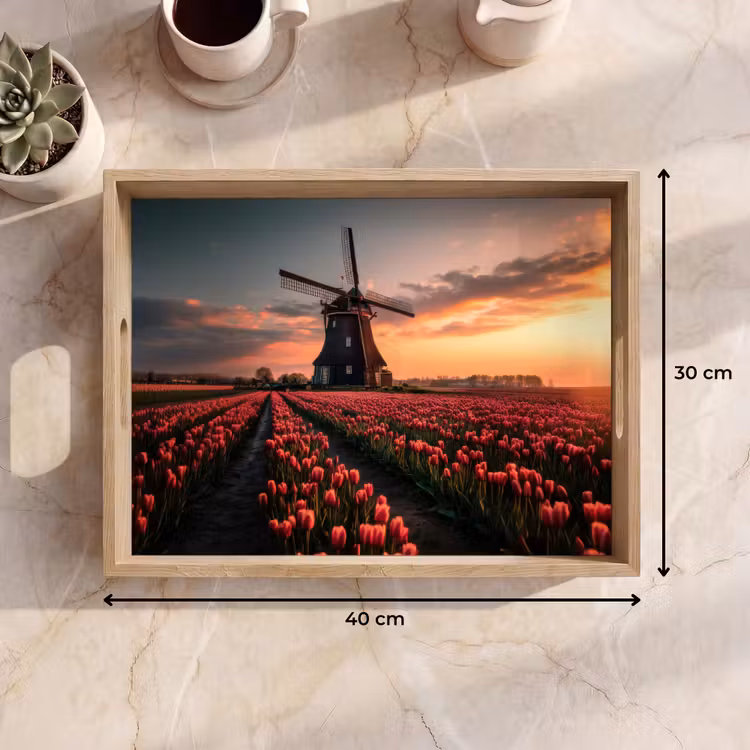 Dienblad - Molen - Zonsondergang - Tulpen - Rood — 7